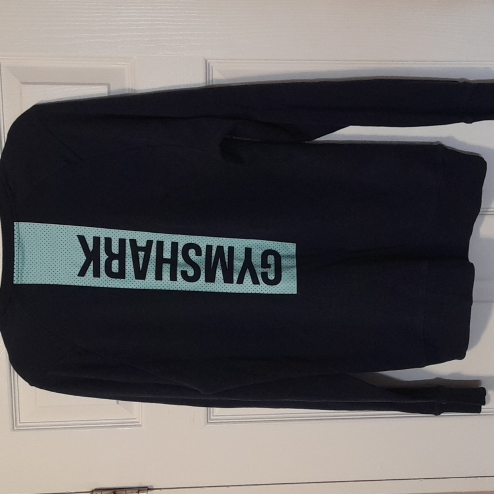 Gymshark Navy Sweatshirt with Bold Teal Logo Medium Crew Neck Sweater